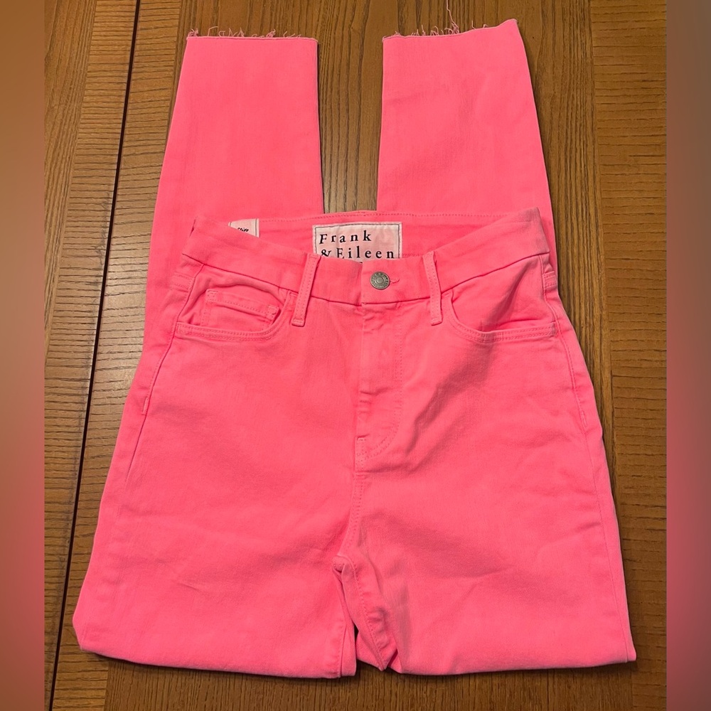 FRANK &‎ EILEEN Sligo Skinny Jean Italian Performance Denim in Neon Pink Size 26
